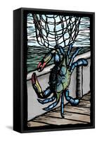 Blue Crab - Scratchboard-Lantern Press-Framed Stretched Canvas