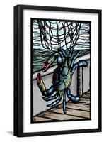 Blue Crab - Scratchboard-Lantern Press-Framed Art Print