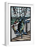 Blue Crab - Scratchboard-Lantern Press-Framed Art Print