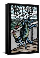 Blue Crab - Scratchboard-Lantern Press-Framed Stretched Canvas