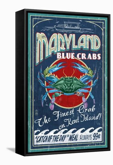 Blue Crabs - Kent Island, Maryland-Lantern Press-Framed Stretched Canvas