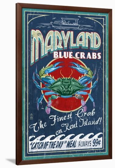 Blue Crabs - Kent Island, Maryland-Lantern Press-Framed Art Print