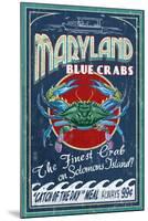 Blue Crabs - Solomons Island, Maryland-Lantern Press-Mounted Art Print