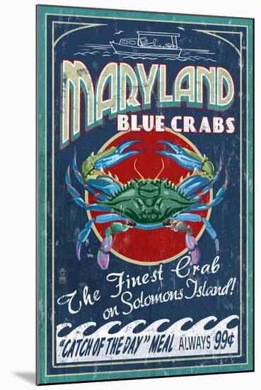 Blue Crabs - Solomons Island, Maryland-Lantern Press-Mounted Art Print