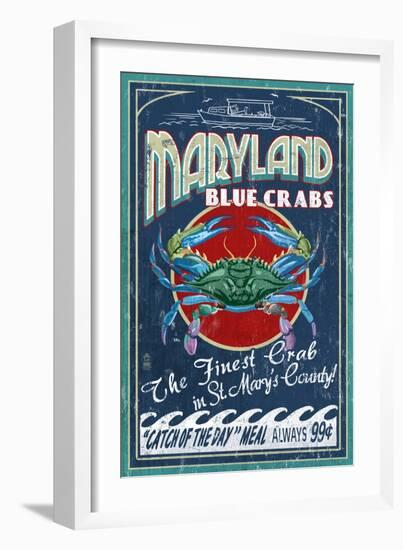 Blue Crabs - St Mary's County, Maryland-Lantern Press-Framed Art Print