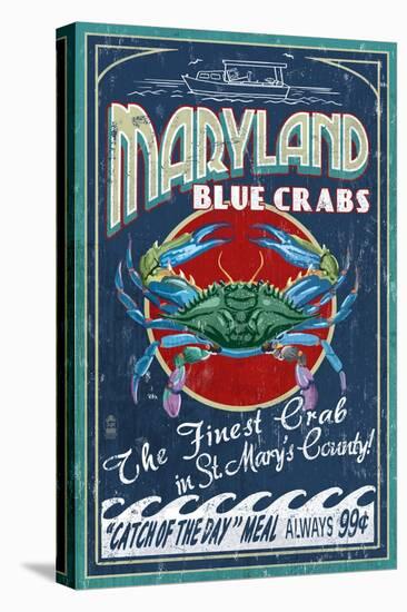 Blue Crabs - St Mary's County, Maryland-Lantern Press-Stretched Canvas