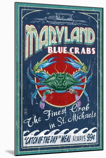 Blue Crabs - St. Michaels, Maryland-Lantern Press-Mounted Art Print