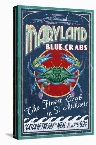 Blue Crabs - St. Michaels, Maryland-Lantern Press-Stretched Canvas