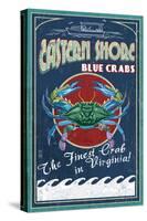 Blue Crabs Vintage Sign - Eastern Shore, Virginia-Lantern Press-Stretched Canvas