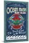 Blue Crabs - Vintage Sign-Lantern Press-Mounted Art Print