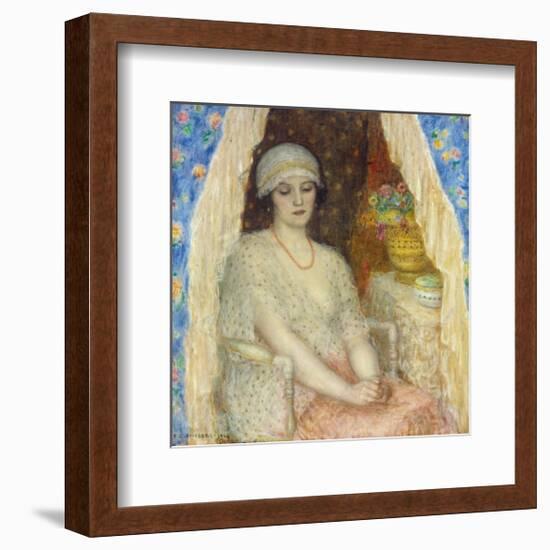 Blue Curtains, 1924-Frederick Carl Frieseke-Framed Premium Giclee Print