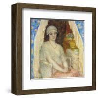 Blue Curtains, 1924-Frederick Carl Frieseke-Framed Premium Giclee Print