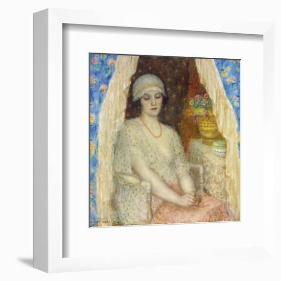 Blue Curtains, 1924-Frederick Carl Frieseke-Framed Premium Giclee Print