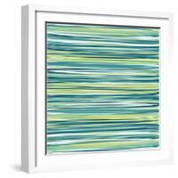 Blue, Cyan And Green Vertical Striped Pattern Background-adamson-Framed Art Print