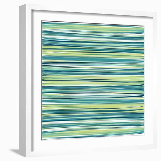 Blue, Cyan And Green Vertical Striped Pattern Background-adamson-Framed Art Print