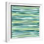 Blue, Cyan And Green Vertical Striped Pattern Background-adamson-Framed Art Print