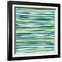 Blue, Cyan And Green Vertical Striped Pattern Background-adamson-Framed Art Print