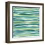 Blue, Cyan And Green Vertical Striped Pattern Background-adamson-Framed Art Print