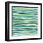 Blue, Cyan And Green Vertical Striped Pattern Background-adamson-Framed Art Print