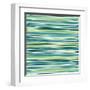 Blue, Cyan And Green Vertical Striped Pattern Background-adamson-Framed Art Print