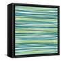 Blue, Cyan And Green Vertical Striped Pattern Background-adamson-Framed Stretched Canvas