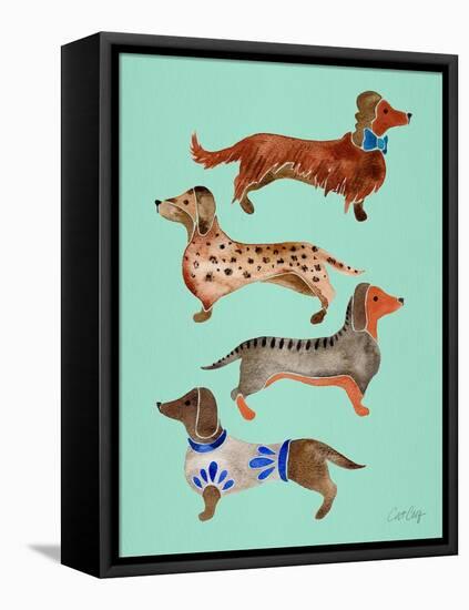 Blue Dachshunds-Cat Coquillette-Framed Stretched Canvas