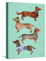 Blue Dachshunds-Cat Coquillette-Stretched Canvas