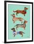 Blue Dachshunds-Cat Coquillette-Framed Art Print