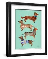 Blue Dachshunds-Cat Coquillette-Framed Art Print