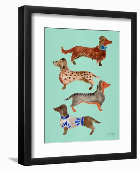 Blue Dachshunds-Cat Coquillette-Framed Art Print