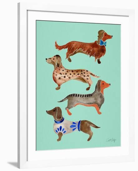 Blue Dachshunds-Cat Coquillette-Framed Art Print