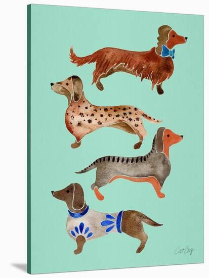 Blue Dachshunds-Cat Coquillette-Stretched Canvas