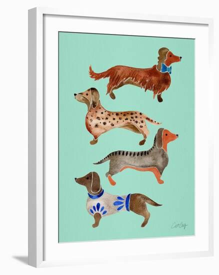 Blue Dachshunds-Cat Coquillette-Framed Art Print