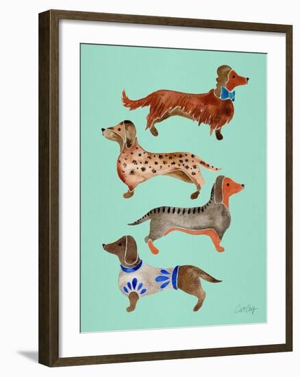 Blue Dachshunds-Cat Coquillette-Framed Art Print