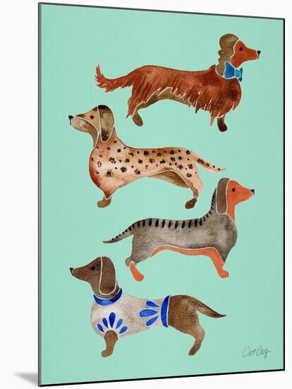 Blue Dachshunds-Cat Coquillette-Mounted Art Print