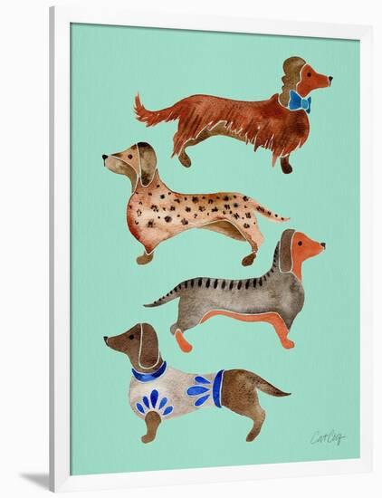 Blue Dachshunds-Cat Coquillette-Framed Art Print