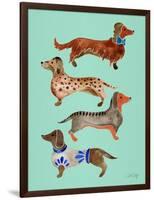 Blue Dachshunds-Cat Coquillette-Framed Art Print