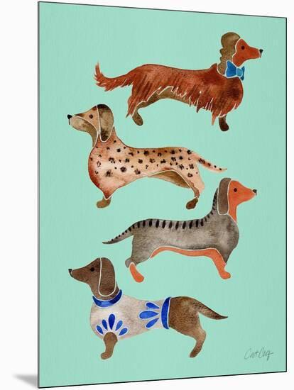 Blue Dachshunds-Cat Coquillette-Mounted Art Print