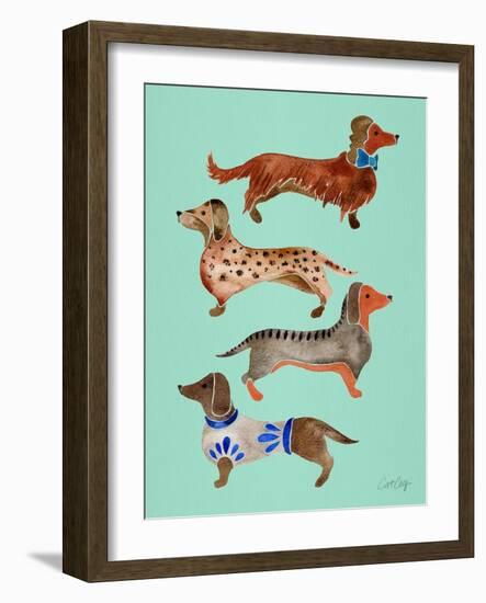 Blue Dachshunds-Cat Coquillette-Framed Art Print