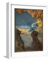 Blue dancer and double bass. 1891. Oil on wood-Edgar Degas-Framed Giclee Print