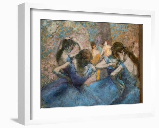 Blue dancers (detail). Around 1893-96. Oil on canvas.-Edgar Degas-Framed Giclee Print