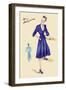 Blue Daytime Dress with Collar and Belt-null-Framed Art Print