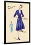 Blue Daytime Dress with Collar and Belt-null-Framed Art Print