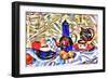 blue decanter and blue ?up,2017-Alex Caminker-Framed Giclee Print