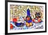 blue decanter and blue ?up,2017-Alex Caminker-Framed Giclee Print