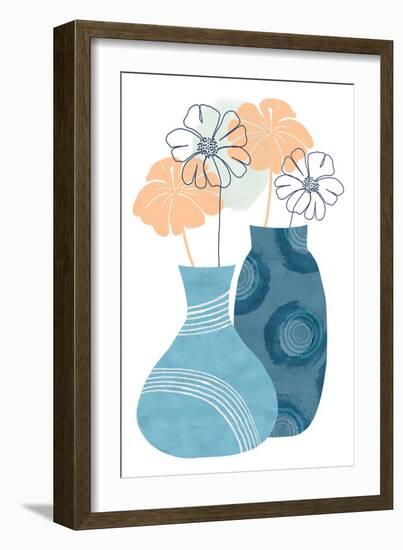 Blue Decorative Pots I-Flora Kouta-Framed Art Print