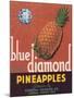 Blue Diamond Pineapple Label - Corozal, PR-Lantern Press-Mounted Art Print