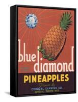 Blue Diamond Pineapple Label - Corozal, PR-Lantern Press-Framed Stretched Canvas