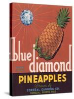Blue Diamond Pineapple Label - Corozal, PR-Lantern Press-Stretched Canvas