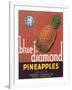 Blue Diamond Pineapple Label - Corozal, PR-Lantern Press-Framed Art Print